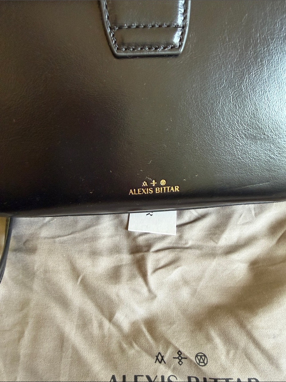 Alexis Bittar Black Leather Crossbody with Gold Lion Hardware - Picture 7 of 9